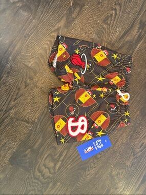 Kids Basketball Graphic Shorts - Brown/Red/Yellow
